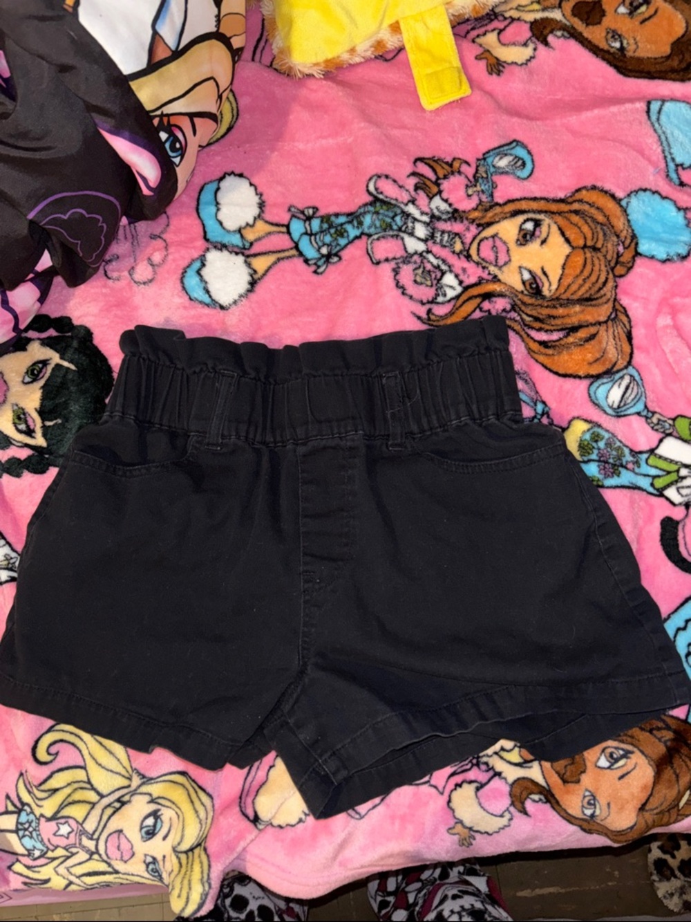 High-Waist Black Women's Shorts — Elastic Paperbag Waist